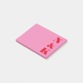 Minimalistisches Monogramm, rosa und rot Post-it Klebezettel (angewinkelt)
