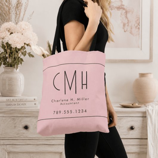 Minimalistisches Monogramm Rosé Modern Professione Tasche