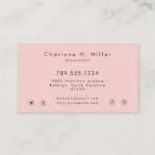 Minimalistisches Monogramm Rosé Modern Professione Visitenkarte (Rückseite)