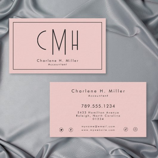 Minimalistisches Monogramm Rosé Modern Professione Visitenkarte