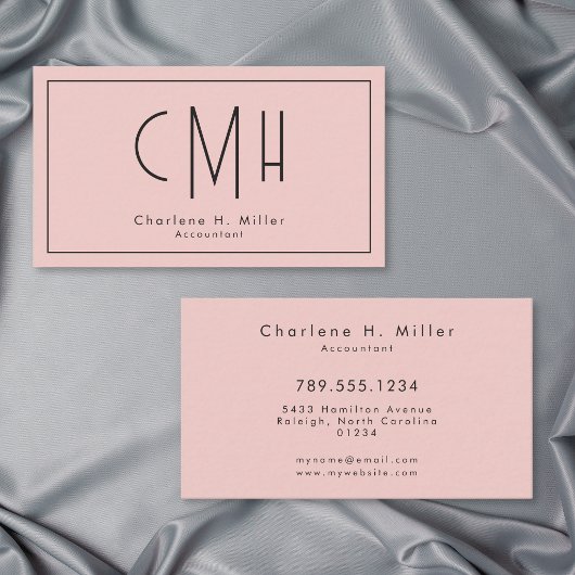 Minimalistisches Monogramm Rosé Modern Professione Visitenkarte
