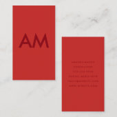 Minimalistisches Monogramm Rot Visitenkarte (Vorne/Hinten)