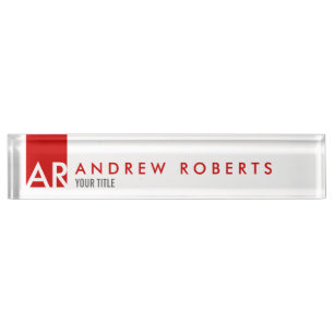 Minimalistisches Monogramm-rotes Namensplakette