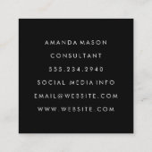 Minimalistisches Monogramm Rotes Schwarz Quadratische Visitenkarte (Rückseite)