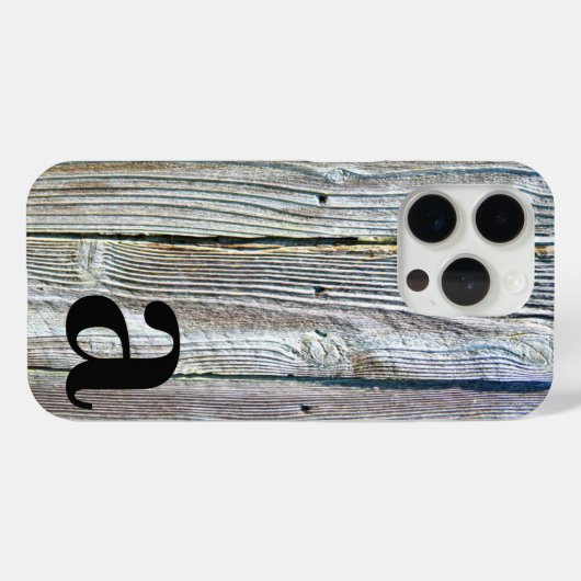 Minimalistisches Monogramm rustikales Barnholz Case-Mate iPhone Hülle (Rückseite (Horizontal))