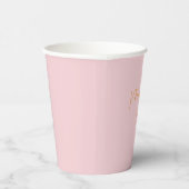 Minimalistisches Monogramm Schrift rosa Pappbecher (Rechts)