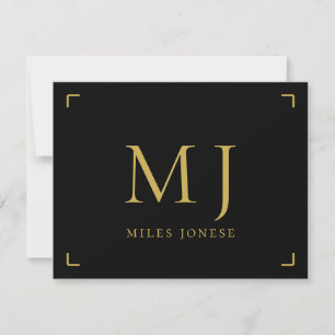 Minimalistisches Monogramm Schwarz Mitteilungskarte