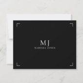 Minimalistisches Monogramm Schwarz Mitteilungskarte (Vorderseite)