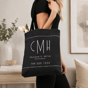 Minimalistisches Monogramm Schwarz Modern Professi Tasche