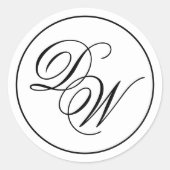Minimalistisches Monogramm Schwarz-weiß 2 Initials Runder Aufkleber (Vorderseite)