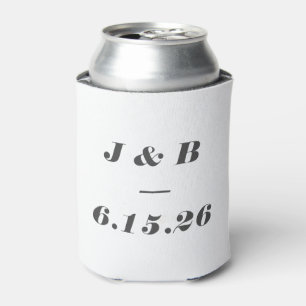 Minimalistisches Monogramm Schwarz Weiß Benutzerde Dosenkühler