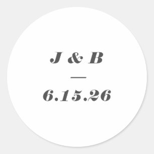 Minimalistisches Monogramm Schwarz Weiß Benutzerde Runder Aufkleber