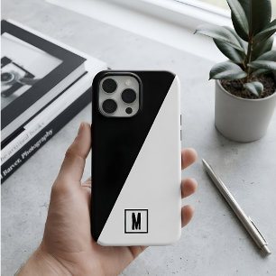 Minimalistisches Monogramm Schwarz-Weiß geometrisc Case-Mate iPhone Hülle