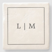 Minimalistisches Monogramm Schwarz/Weiß Steinuntersetzer (Vorderseite)