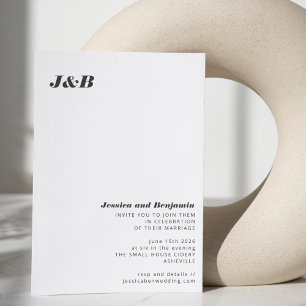 Minimalistisches Monogramm Schwarz-weiß Stilvolle  Einladung