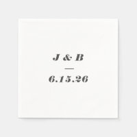 Minimalistisches Monogramm Schwarz-weiße Hochzeit