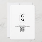 Minimalistisches Monogramm Schwarz-weiße Website Q Save The Date (Rückseite)