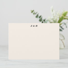Minimalistisches Monogramm Schwarze und Elfenbein- Dankeskarte
