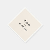 Minimalistisches Monogramm Schwarze und Elfenbein- Serviette (Ecke)