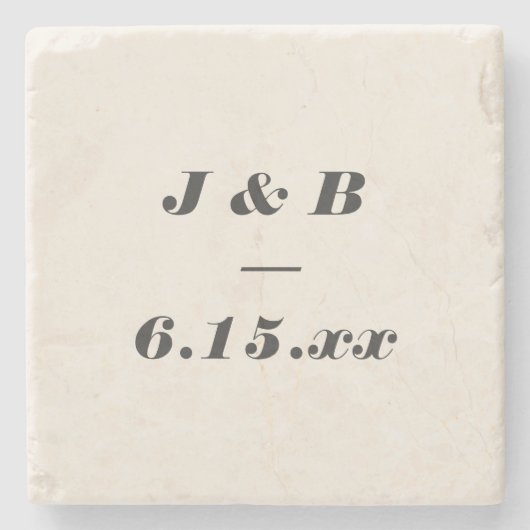 Minimalistisches Monogramm Schwarze und Elfenbein- Steinuntersetzer (Vorderseite)