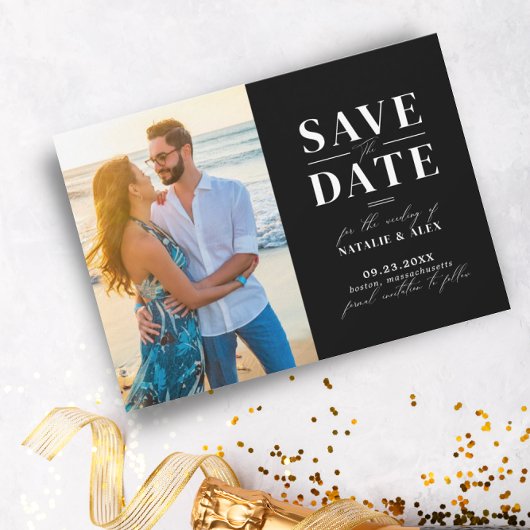 Minimalistisches Monogramm Schwarze Website QR-Cod Save The Date