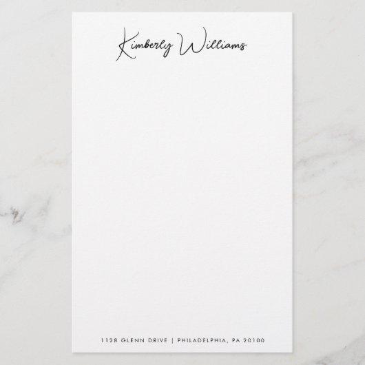 Minimalistisches Monogramm Signature-Script Person Briefpapier (Vorderseite)
