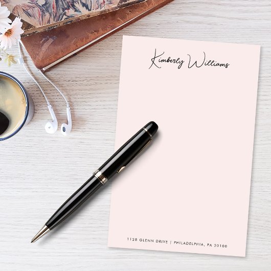 Minimalistisches Monogramm Signature-Script rosa Briefpapier