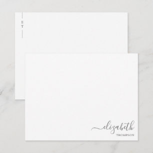 Minimalistisches Monogramm Silver Gray Simple Mitteilungskarte