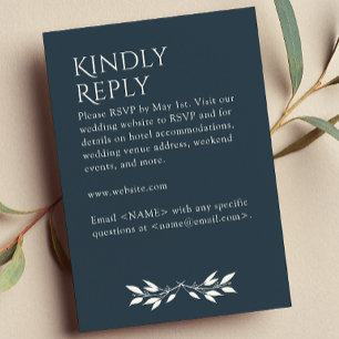 Minimalistisches Monogramm Streifen Indigoblau RSVP Karte