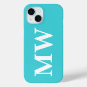 Minimalistisches Monogramm Türkisblau Erstmoderne Case-Mate iPhone Hülle (Rückseite)