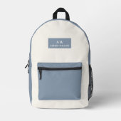 Minimalistisches Monogramm und Name Bedruckter Rucksack (Vorderseite)