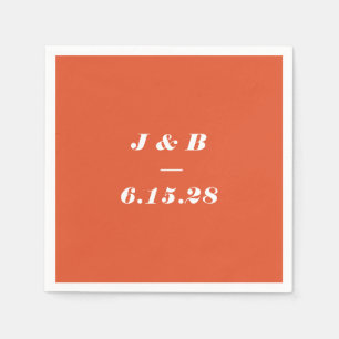 Minimalistisches Monogramm verbranntes Orange Hoch Serviette