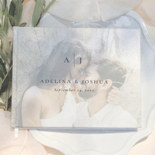 Minimalistisches Monogramm Verlobungsfoto Hochzeit Gästebuch