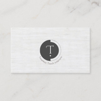 Minimalistisches Monogramm | Weiße Pinstripe Gesch Visitenkarte