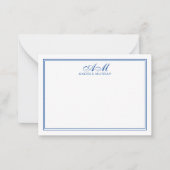 Minimalistisches Monogramm Zwei Bänder Navy Blue Mitteilungskarte (Vorderseite)