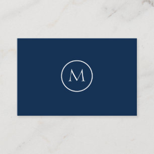 Minimalistisches monogrammiertes elegantes Dunkelb Visitenkarte