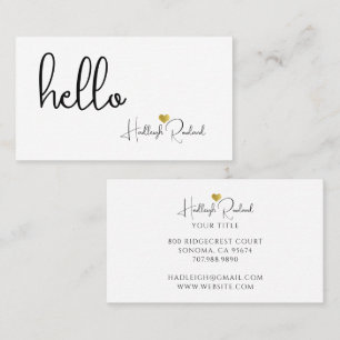Minimalistisches monogrammiertes Hallo Name Visitenkarte
