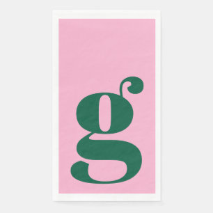 Minimalistisches monogrammiertes Initial fett Rosa Serviette