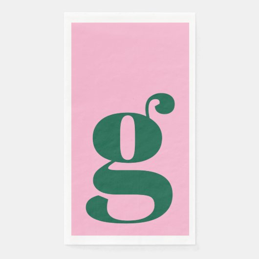 Minimalistisches monogrammiertes Initial fett Rosa Serviette (Vorderseite)