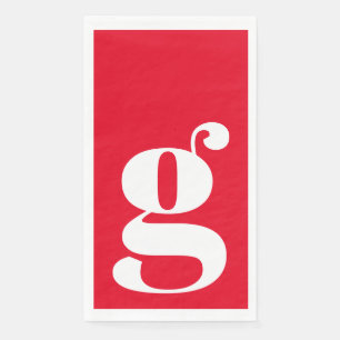 Minimalistisches monogrammiertes Initial fett Rot Serviette