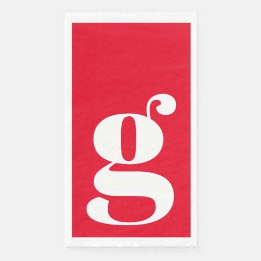 Minimalistisches monogrammiertes Initial fett Rot Serviette (Vorderseite)