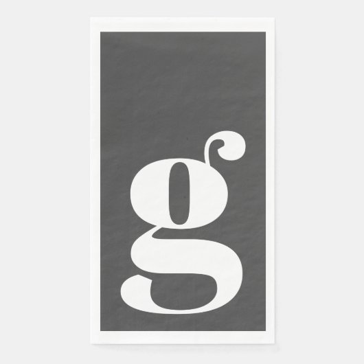 Minimalistisches monogrammiertes Initial fett Schw Serviette (Vorderseite)