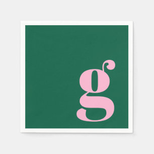 Minimalistisches monogrammiertes Initial in Rosa u Serviette
