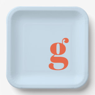 Minimalistisches monogrammiertes Retro-Initial in Pappteller
