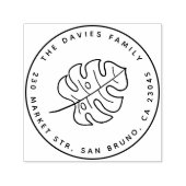Minimalistisches Monstera-Leaf & Round-Rücksendead Permastempel (Design)