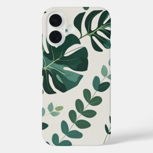 Minimalistisches Monstera- und Grünmuster - Modern Case-Mate iPhone Hülle (Rückseite)
