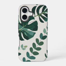 Minimalistisches Monstera- und Grünmuster - Modern iPhone 16 Hülle