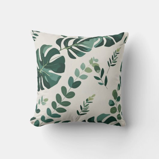 Minimalistisches Monstera- und Grünmuster - Modern Kissen (Vorderseite)