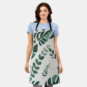 Minimalistisches Monstera- und Grünmuster - Modern Schürze (Getragen)