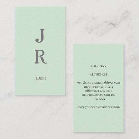 Minimalistisches Münzgrün Visitenkarte (Vorne/Hinten)